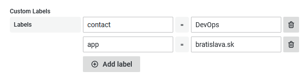 labels of a alert