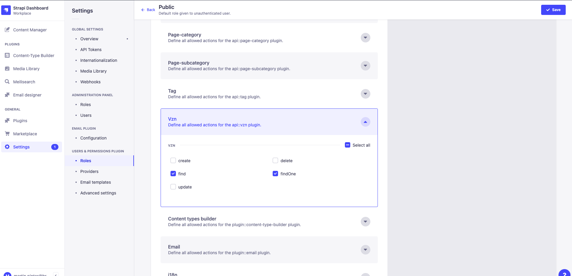 Required permissions to make content accessible without authentication: find and findOne