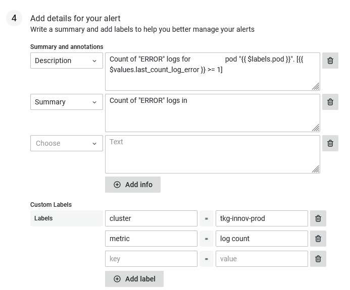 log alert details