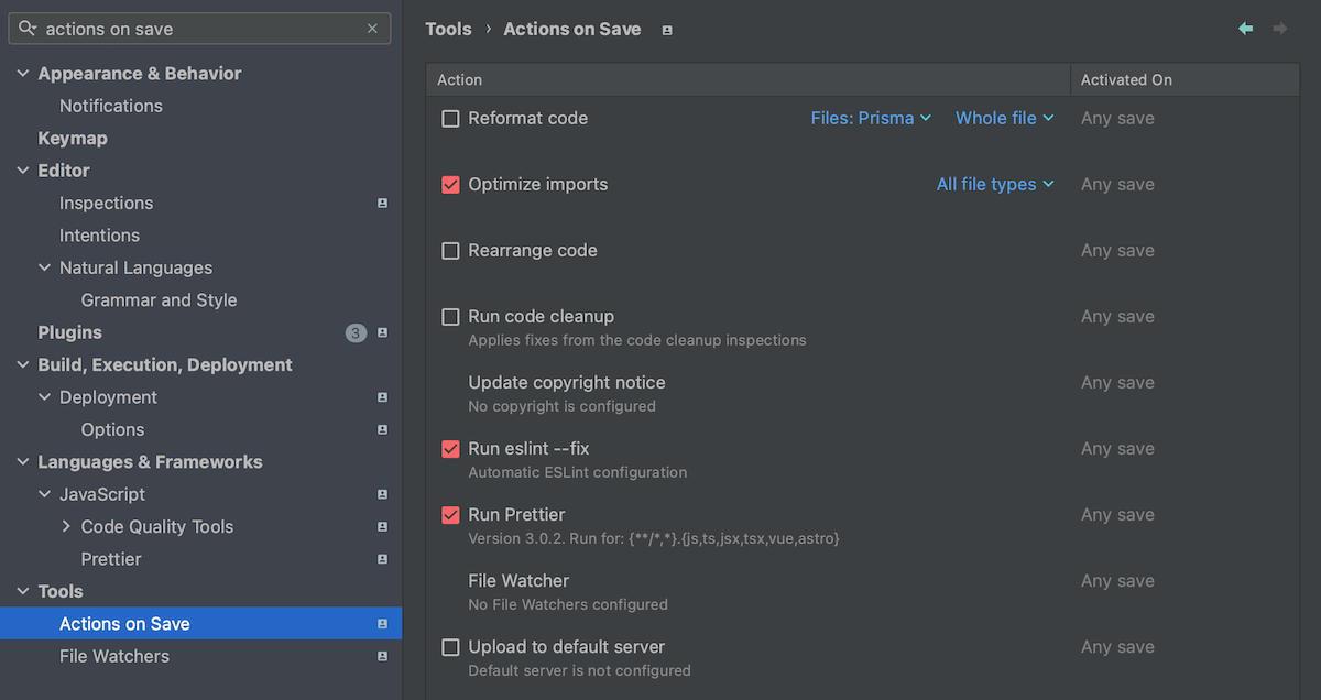 WebStorm On Save setup