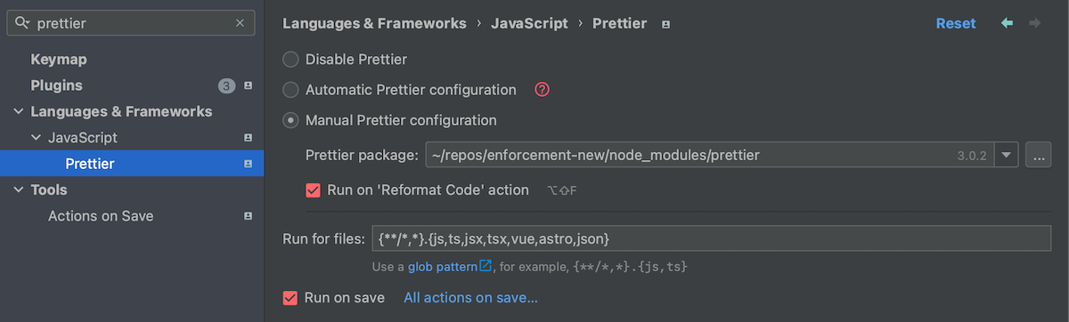 WebStorm Prettier setup